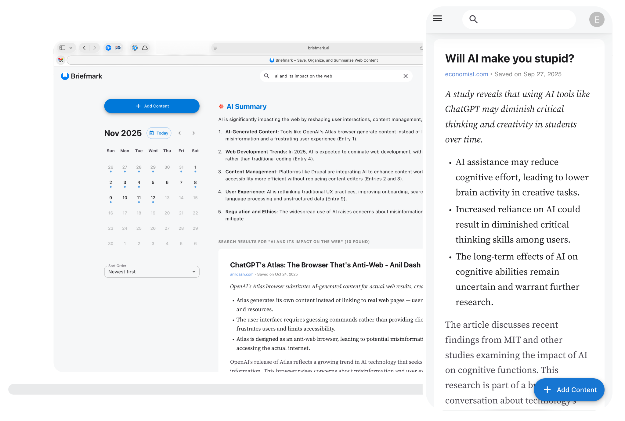 Briefmark interface overview